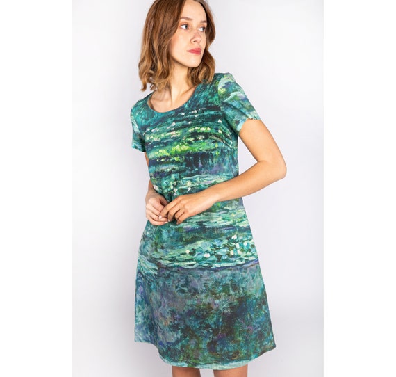 Linen dress, Claude Monet, Water Lilies,  Linen women dress, Claude Monet dress, linen summer dress, 100% linen