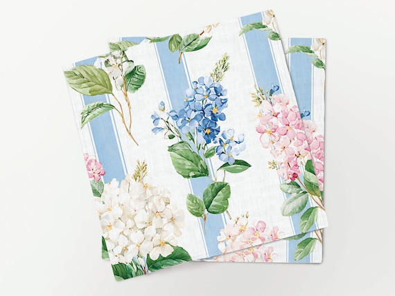 Napkins set, "Hydrangea Blossom", 100% European Linen, Handmade, Napkin cloth