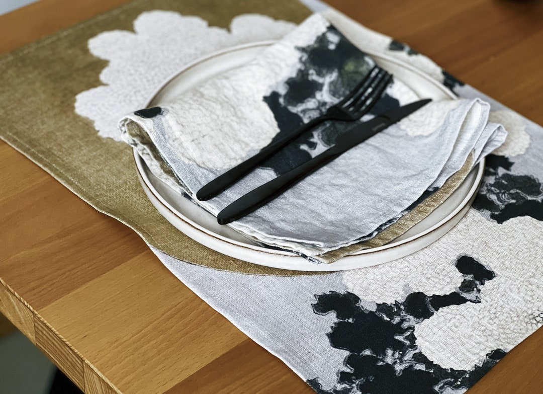 Napkins Set, Kamisaka Sekka, Spring Blossom, Linen Napkins, Fabric