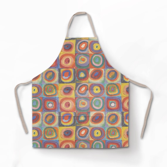 Kandinsky, linen apron, linen towel, pocket on top, 100% linen, hand made apron, housewarming gift, gift for her