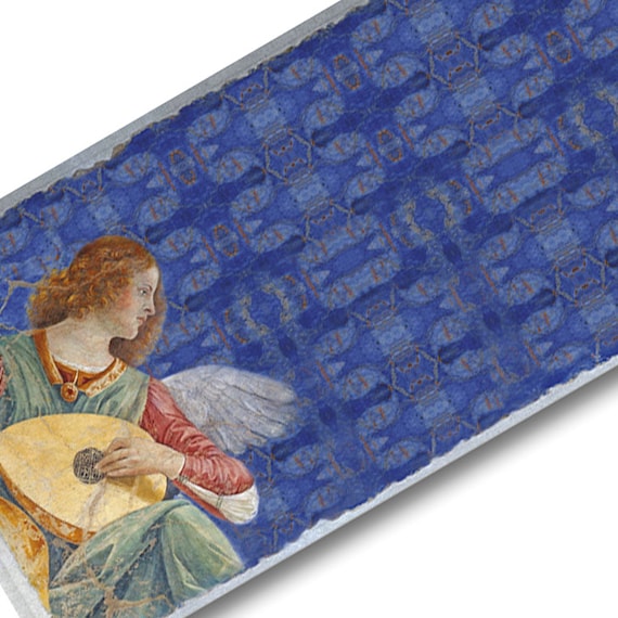 Table runner, Melozzo da Forlì, An angel playing the lute, luxury linen, 100% linen