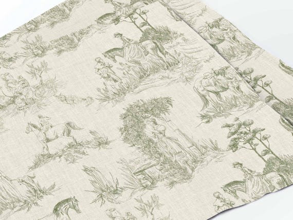 Placemats set, Toile de Jouy, Horses, linen placemats, 100% linen, vintage table decor, toile placemats