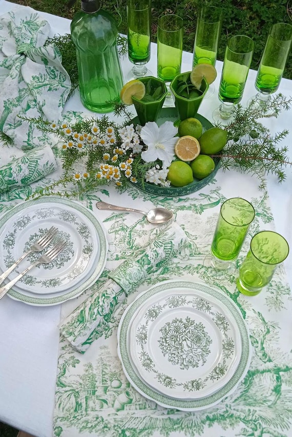 Toile de Jouy, Table runner, Linen table runner, 100% linen, custom table runner, Hand made in Lithuania