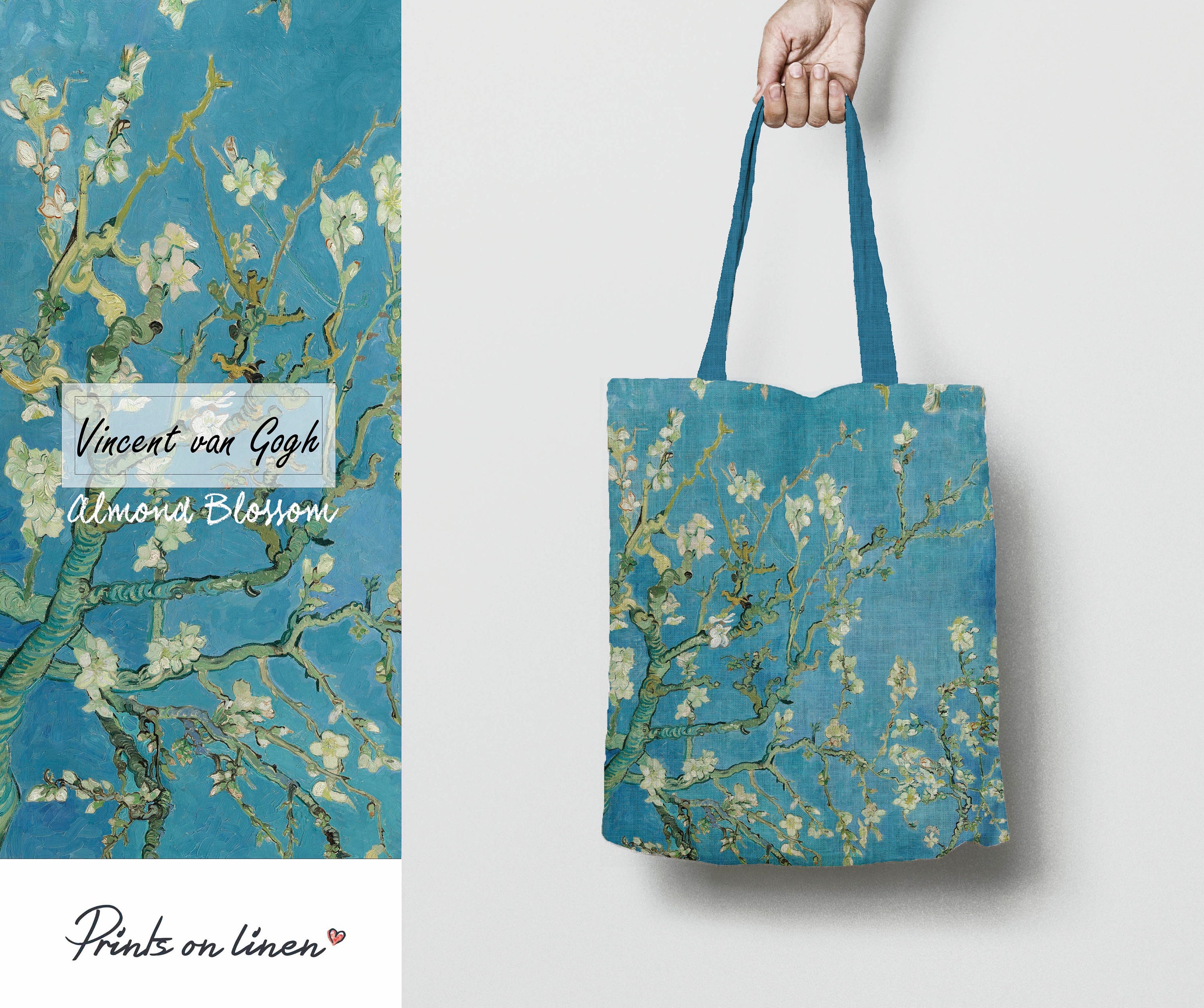 Tote Bag Almond Blossom Van Gogh Tote Bag Linen Bag Tote 