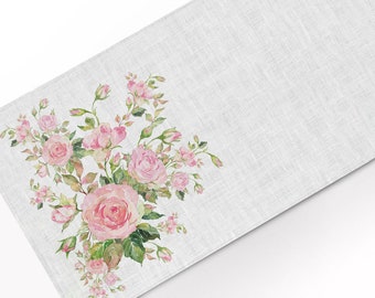 Floral Linen Table Runner, Eternal Bloom, Custom Size