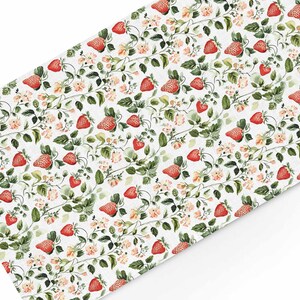 Table runner, Strawberry Breakfast, 100% linen