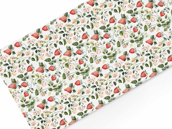 Table runner, Strawberry Breakfast, 100% linen