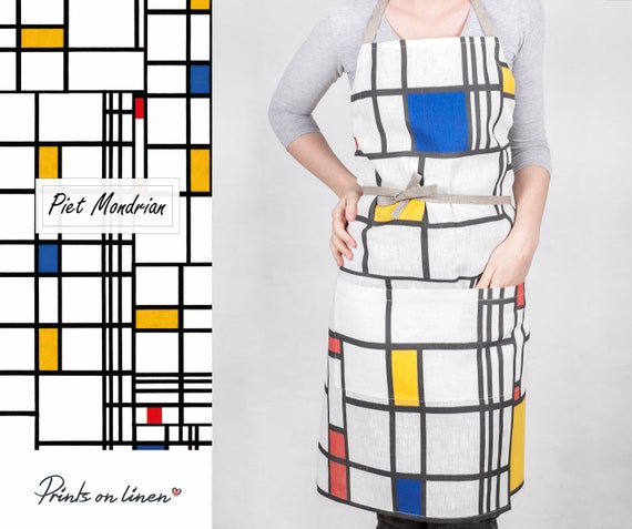 Piet Mondrian, Apron, matching towel, Composition, Apron, linen apron, chef apron, with pocket, personalized apron, custom apron, aprons