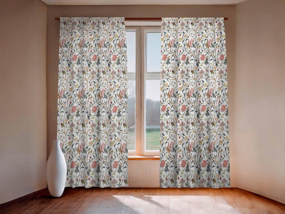 Linen curtain Birdsong, Rod pocket, 140cm / 55" width, curtain panel, linen window panel, linen curtain, heavy linen curtain
