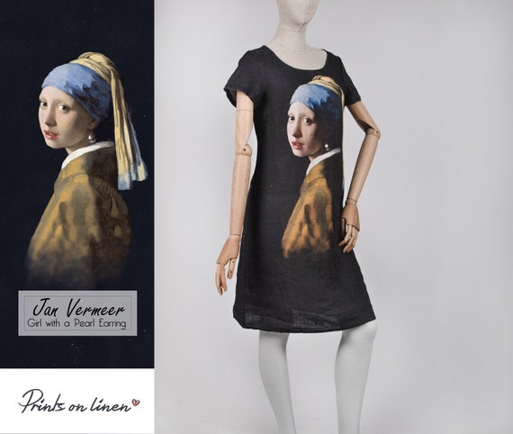 Linen dress, Jan Vermeer, Girl with a Pearl Earring, 100% linen, linen tunic, summer dress, sleeveless dress, classic art, women dress