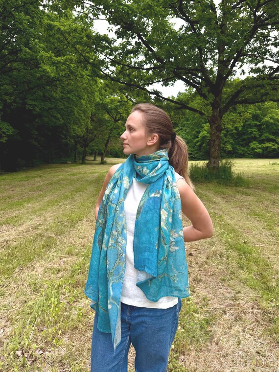 Almond Blossom Linen Scarf, Vincent van Gogh Art Print