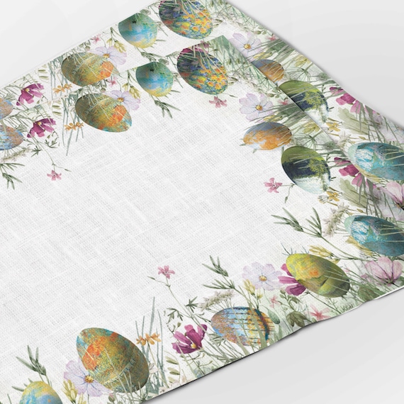 Easter placemats, Claude Monet, Easter eggs, Easter linens, 100% linen, Easter decor, linen placemats, Easter gift, hand made in Lithuania