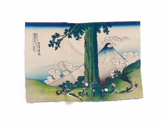 Kitchen towel, linen towel, Mishima Pass in Kai Province by Katsushika Hokusai, dish towel, 100% linen, custom print towel