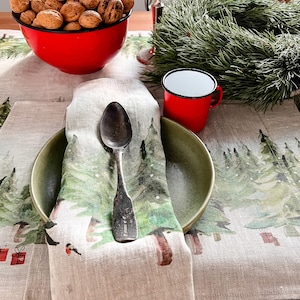 NOVITÀ! Set di tovaglioli Cena di festa, Edizione beige, Tovaglioli di lino, Tovaglioli di Natale, Decorazioni natalizie, Decorazioni per le feste, Regalo di Natale