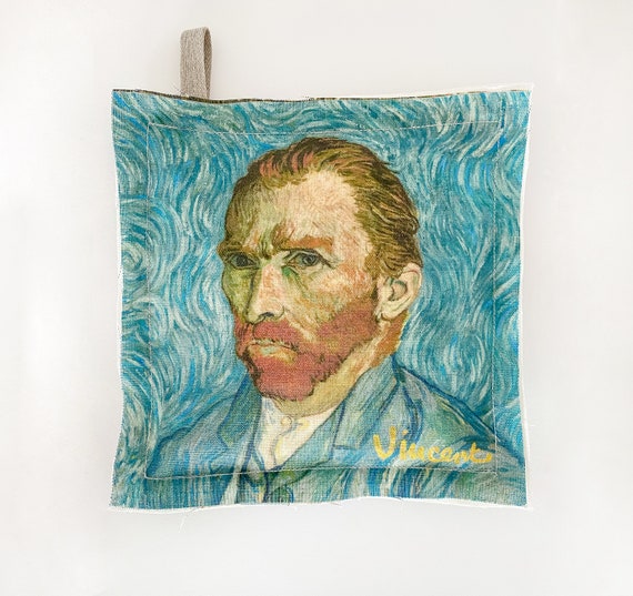 Pot Holder, Vincent van Gogh, Unique design kitchen accessory, linen pot holder, custom size pot holder, kitchen decoration