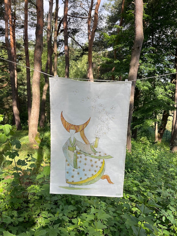 Kitchen towel, Butterfly Goddess, linen towel, kitchen decor, 100% linen, baby shower gift