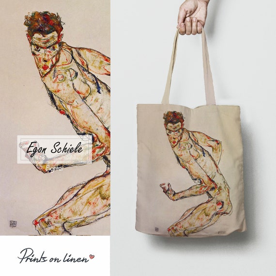 Egon Schiele, Fighter, Tote bag, linen tote, 100% linen, wholesale tote bag, Egon Schiele tote bag, art print tote