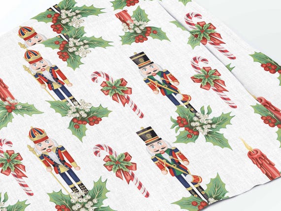 Placemats set "Nutcracker Holiday", LARGER PATTERN, Christmas decorations, Christmas gift, Holiday decor, Christmas print, 100% linen