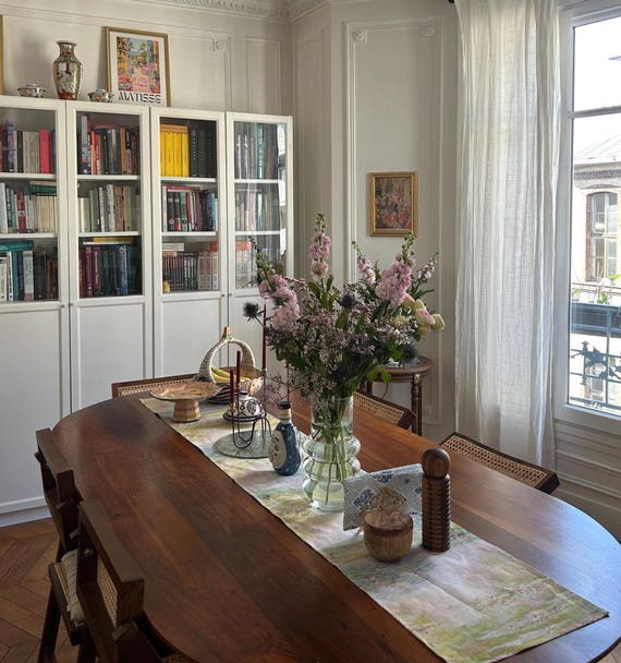 Monet Water Lilies Linen Table Runner, Art-Inspired Dining