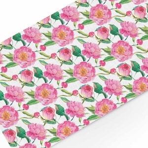Table runner, Wildflower peonies, Floral table top 100% linen, party decor linens, vintage wedding table top