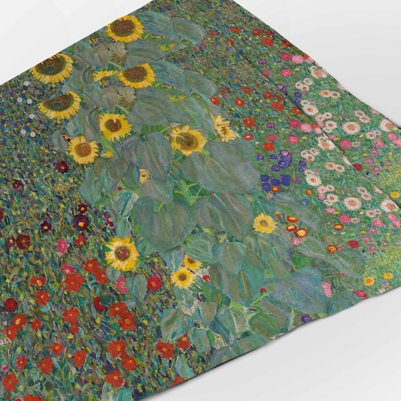 Placemats set, Gustav Klimt, Garden with Sunflowers, linen placemats set, 100% linen, Gustav Klimt wholesale