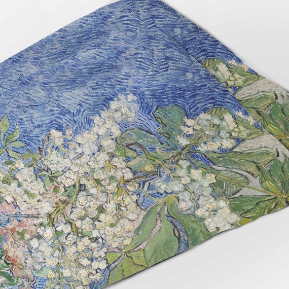 Placemats set, Vincent van Gogh, Blossoming Chestnut Branches, linen placemats, 100% linen, Van Gogh