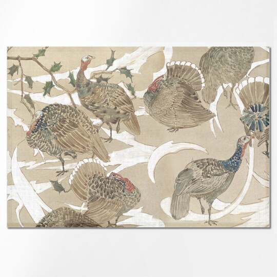 Placemats set, Turkey, Thanksgiving decor, linen placemats