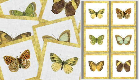 Napkins set, Butterflies, Six different napkins, linen napkins, vintage napkins, fabric napkins, 100% linen, matching napkins set