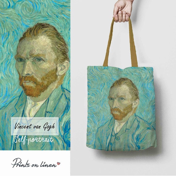 Van Gogh, tote bag, linen bag, Van Gogh Self-Portrait, art print, teacher bag, Van Gogh print