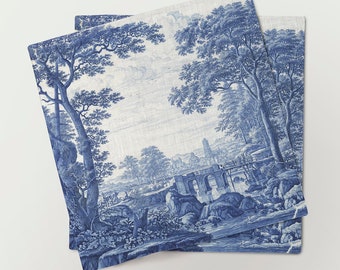 Napkins set, Frederik van Frytom, Vintage napkins, Linen toile napkins, Fabric napkins, 100% linen, art print