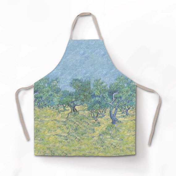 Van Gogh, apron, matching towel set, linen apron, custom apron, personalized apron, free size apron, hand made in Lithuania, chef apron