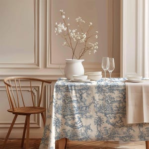 Mantel, Toile de Jouy, estampado vintage, 100% lino