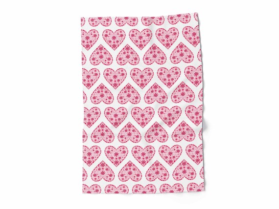 Kitchen towel, Valentine's Hearts, fabric towel, 100% linen