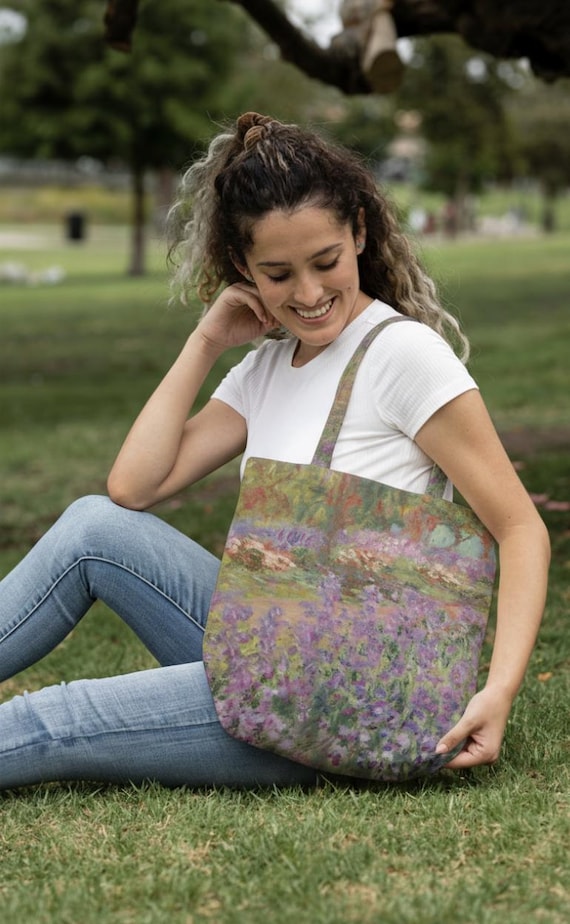 Claude Monet 'Garden at Giverny' Linen Tote Bag