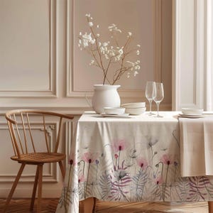 Linen tablecloth, Country Garden, farmhouse decor, rectangle tablecloth, 100% linen fabric