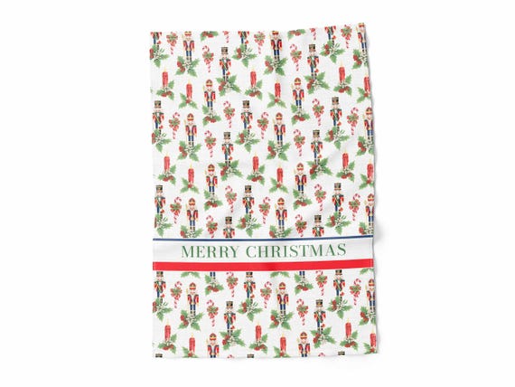 Linen towel "Nutcracker Holiday", linen towel, 100% linen, Christmas kitchen decor