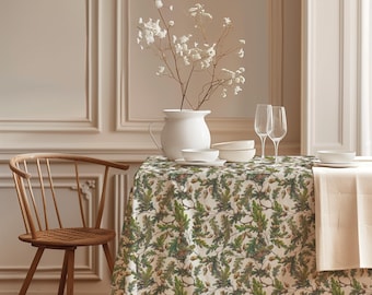 Linen Tablecloth, Japanese Maple Tree, Autumn Home Decor, 100% linen