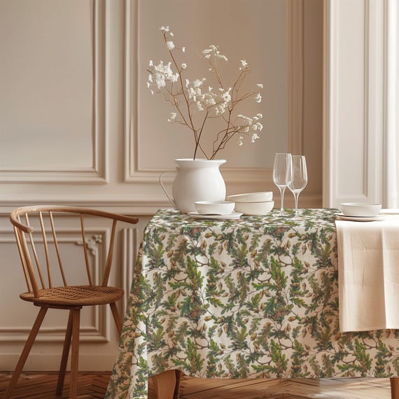 Linen Tablecloth, Japanese Maple Tree, Autumn Home Decor, 100% linen