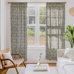 Window curtains, Vintage Flowers, Flowers curtains, Curtains for living room, linen curtains, 100% linen, rod pocket, Custom curtains