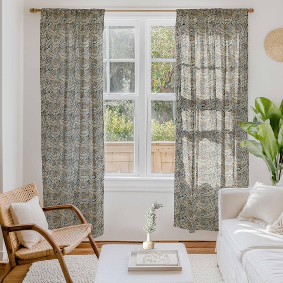 Window curtains, Vintage Flowers, Flowers curtains, Curtains for living room, linen curtains, 100% linen, rod pocket, Custom curtains
