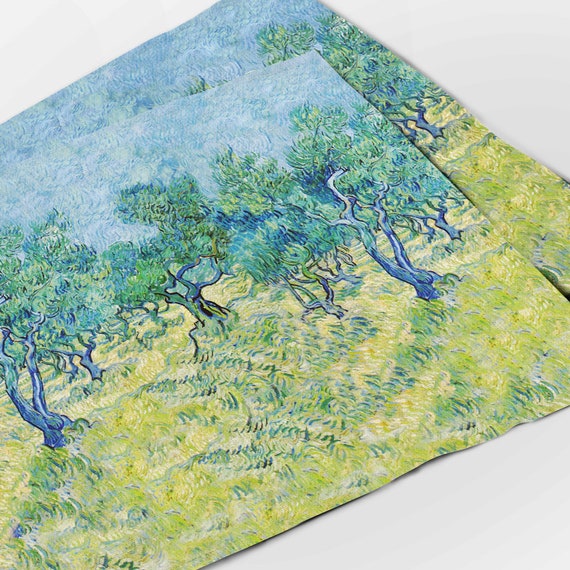 Van Gogh, placemats set (4 or 6), housewarming gift, linen placemats, fabric placemats, farmhouse decor, cloth napkins, easter table