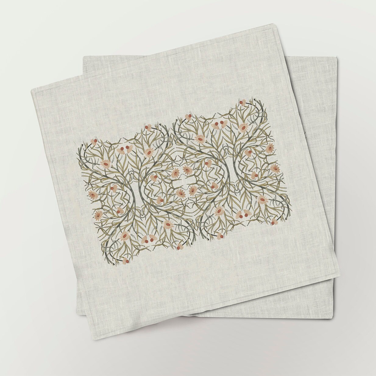 Napkins Set, William De Morgan, Linen Napkins, 100% Linen, Vintage