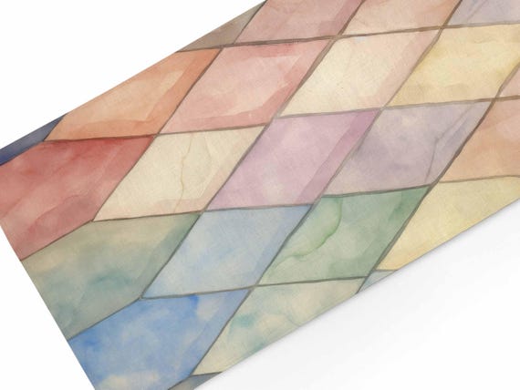 Table runner, Watercolor & Lines, Floral table top 100% linen, party decor linens