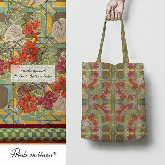 Tote bag, St. Francis Basilica in Krakow, Stanisław Wyspiański, linen tote bag, fabric bag, shopping bag, 100% linen