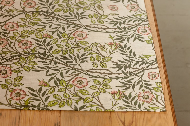 Tischläufer, William Morris, Sweet Briar, 19x56, Vintage Tischläufer, 100% Leinen, Leinentischblatt, maßgefertigter Tischläufer Bild 7