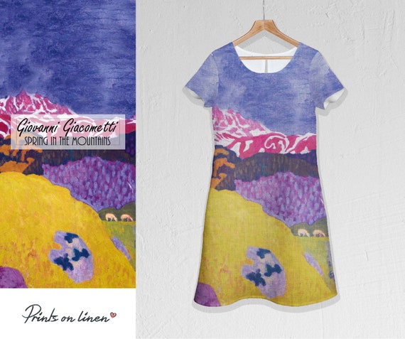 Linen dress, Giovanni Giacometti, sleeveless dress, 3/4 sleeve, 100% linen, hand made dress, purple dress, ultra violet dress, pockets