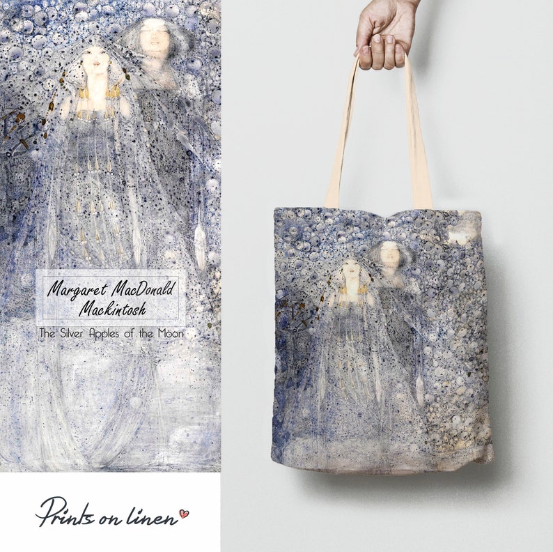 teacher bag linen tote Margaret MacDonald Mackintosh shopping tote hand made tote school tote Tote bag canvas personalized tote bag
