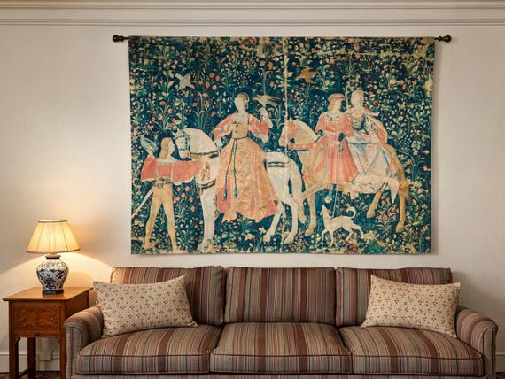 Medieval Linen Wall Tapestries, 100% linen, Antique Home Decor