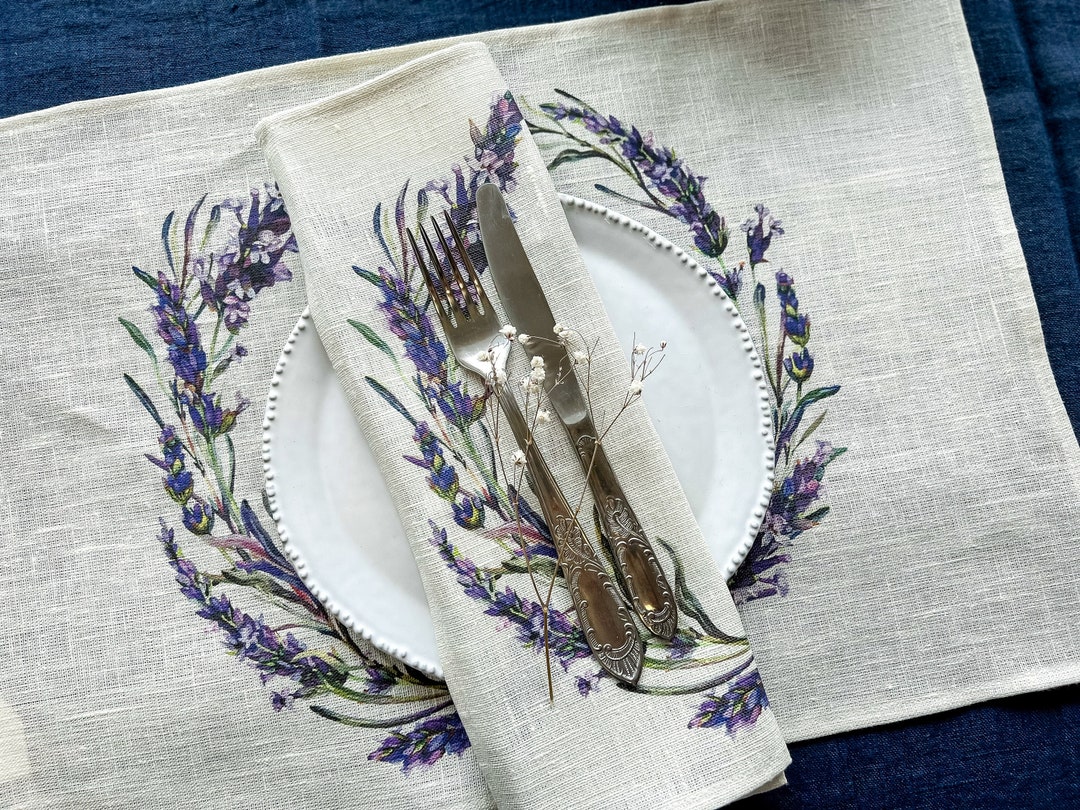 Placemats, Lavandula, Plant Placemats, 100 Linen, Lavenders, Linen