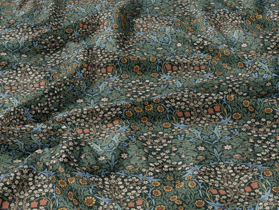 Linen fabric, William Morris, Blackthorn, Fabric by yard, Fabric by meters, 100% linen, Fabric wholesale, Crafting fabric